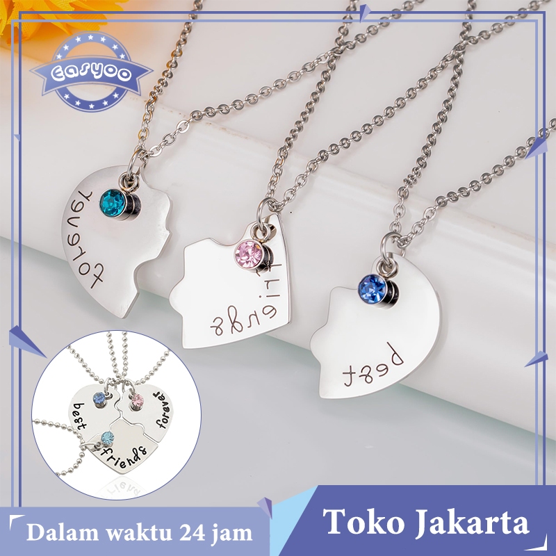 Kalung Persahabatan 3 Orang Kalung Best Friend Forever Bentuk Hati Perhiasan Teman Terbaik