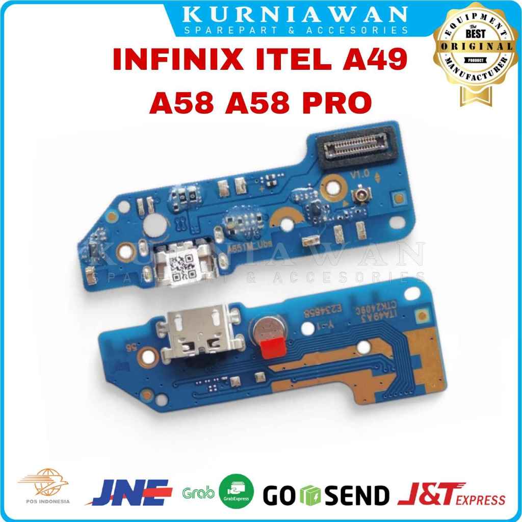 Konektor Charger Infinix Itel A49 A58 A58 Pro Pcb Board Usb Papan Con Cas Mic Ori