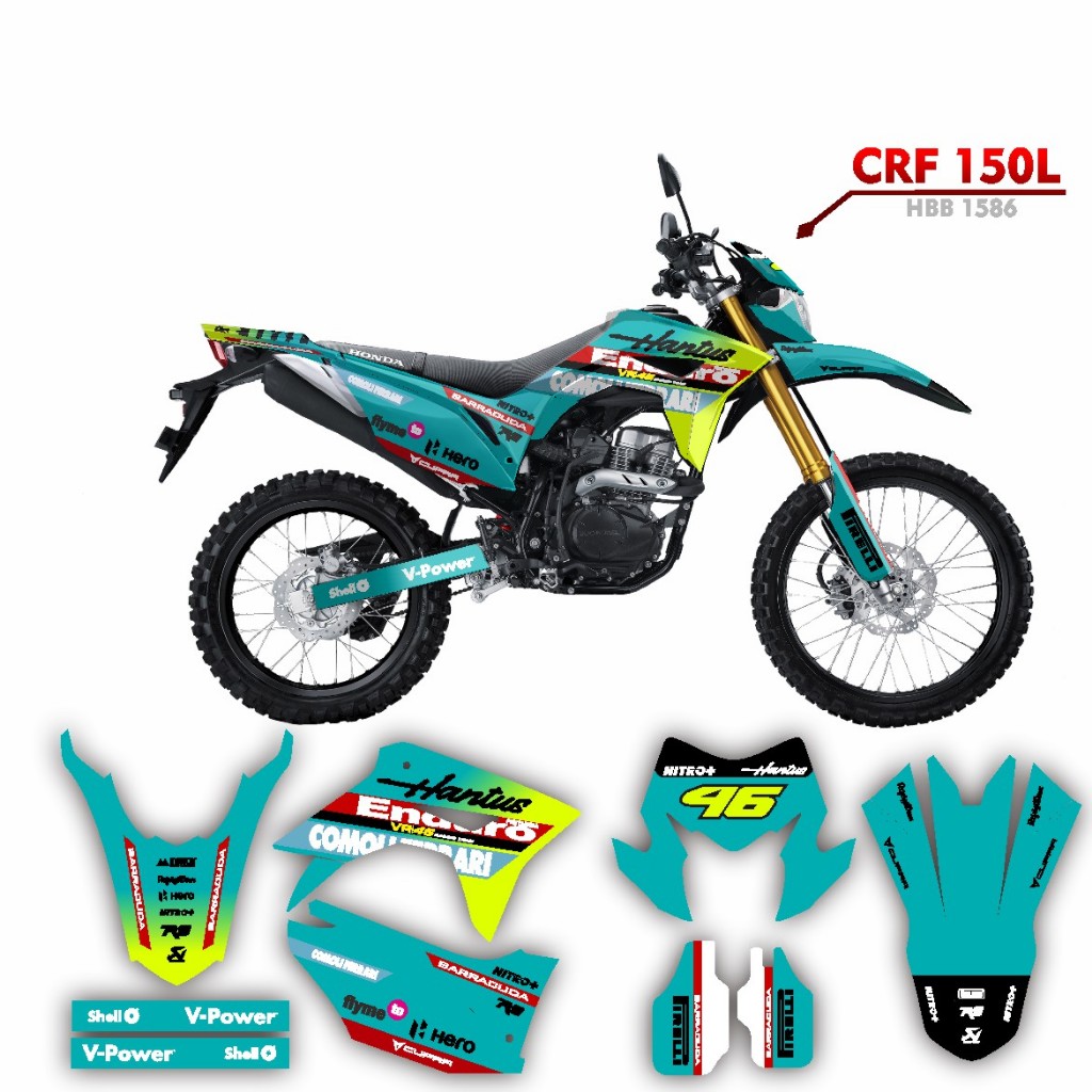 STIKER DECAL SUPERMOTO CRF 150L 185 HIJAU TOSCA
