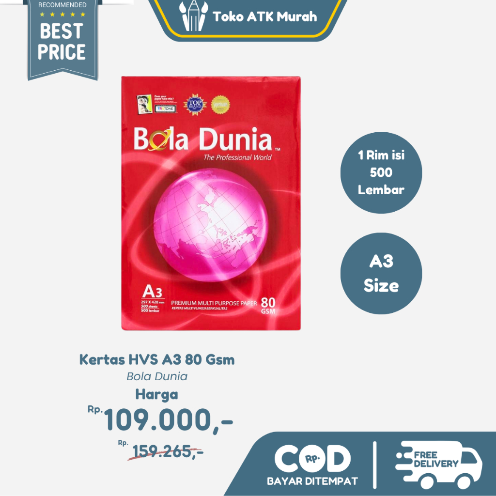 

BOLA DUNIA Kertas A3 80 Gram