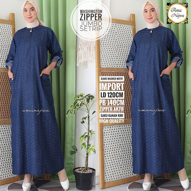 Gamis jeans motif jumbo LD 120