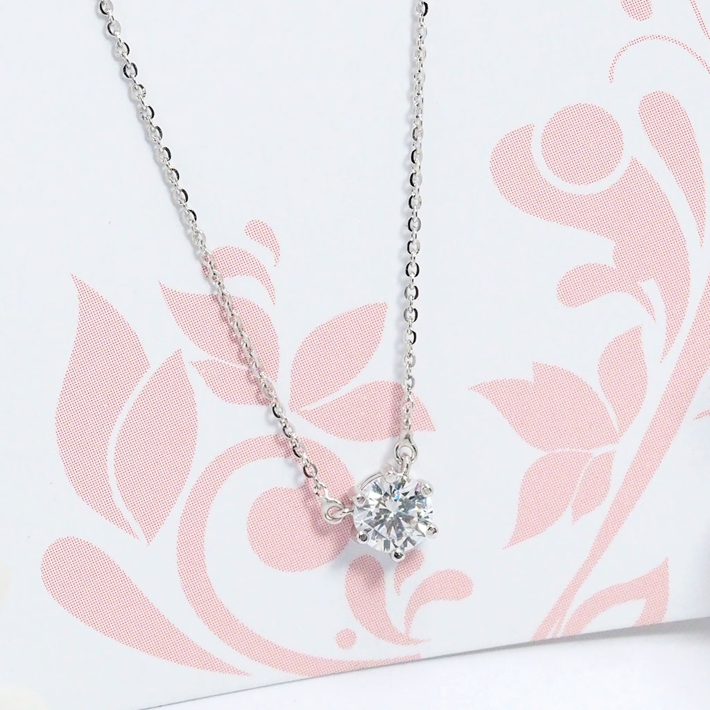 Kalung Zirconia UBS Emas putih 8K Kemilau Fashion PBLKLUB 2