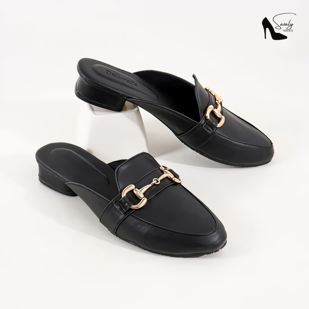 Intari Heels Slop - Sandal Wedges Mules Wanita Sendal Selop Cewek Terbaru Kekinian - Sazaly Shoes