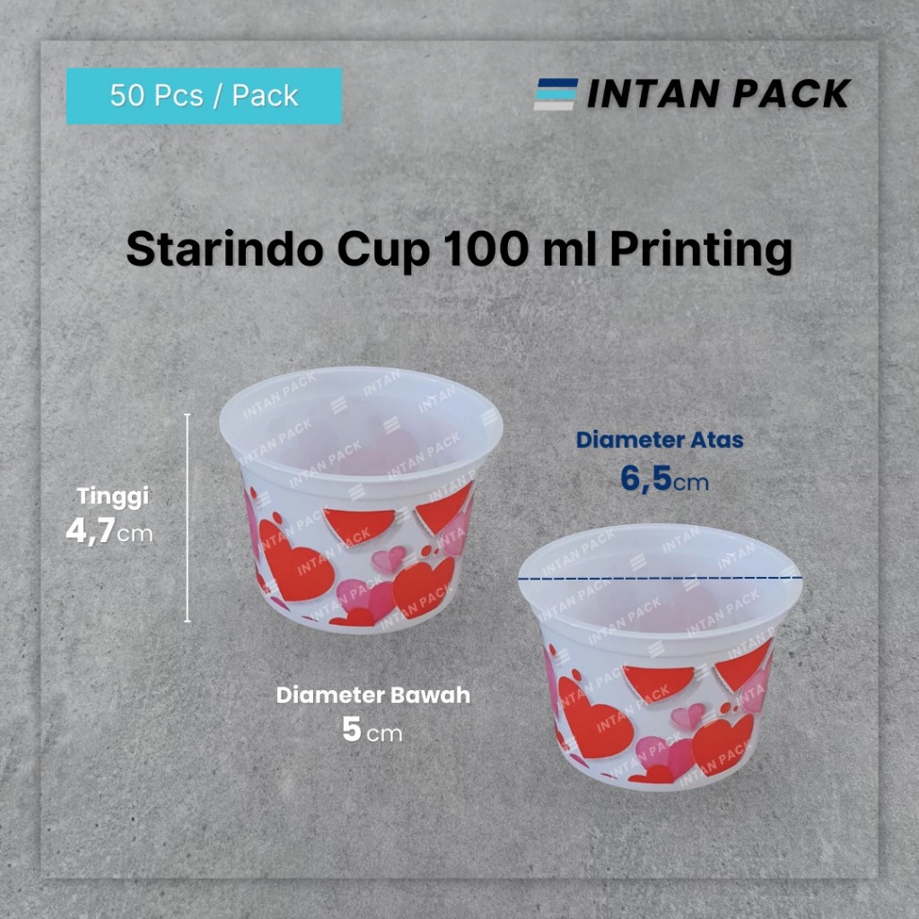 Cup Es Krim 100 ml Putih Plastik Printing Gambar (50 pcs)