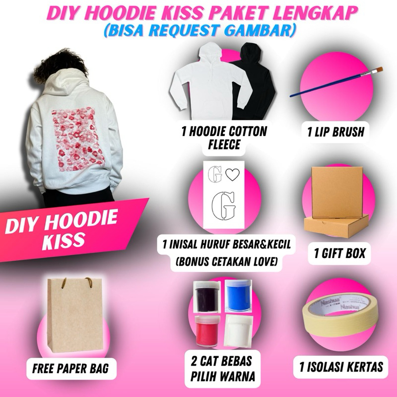 HOODIE KISS | COD | LANGSUNG KIRIM DIY Hoodie Kiss Inisial | DIY Kiss Hoodie 1 Set Boyfriend Girlfri