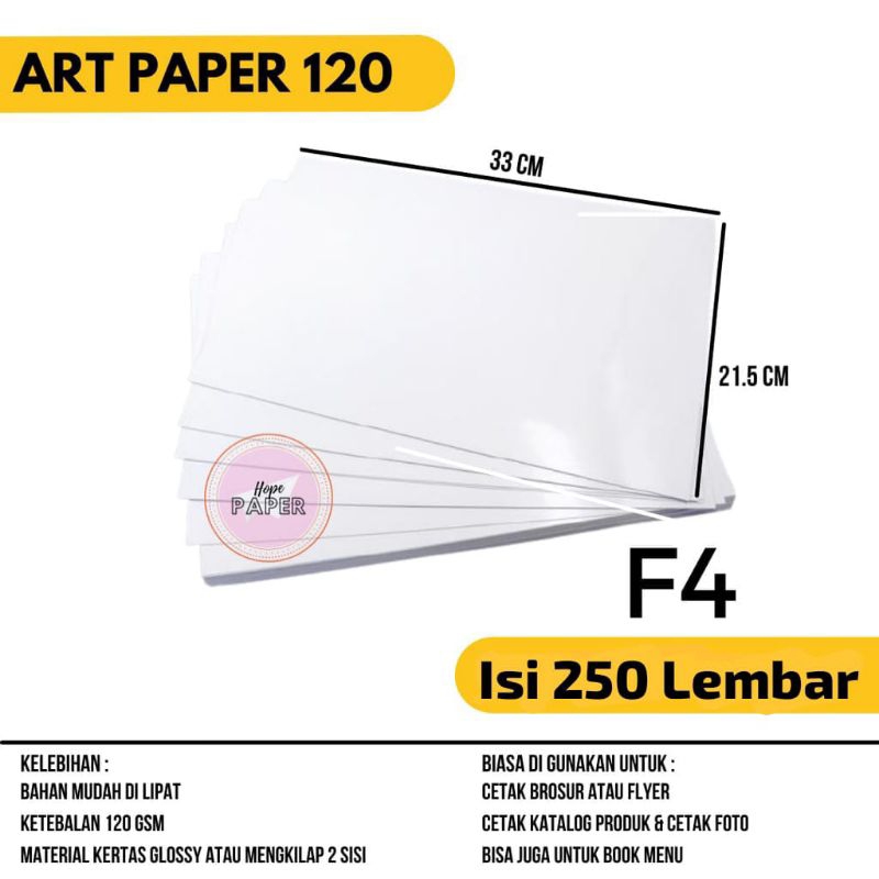 Kertas Art Paper F4 120 Gsm 100 / 250 Lembar