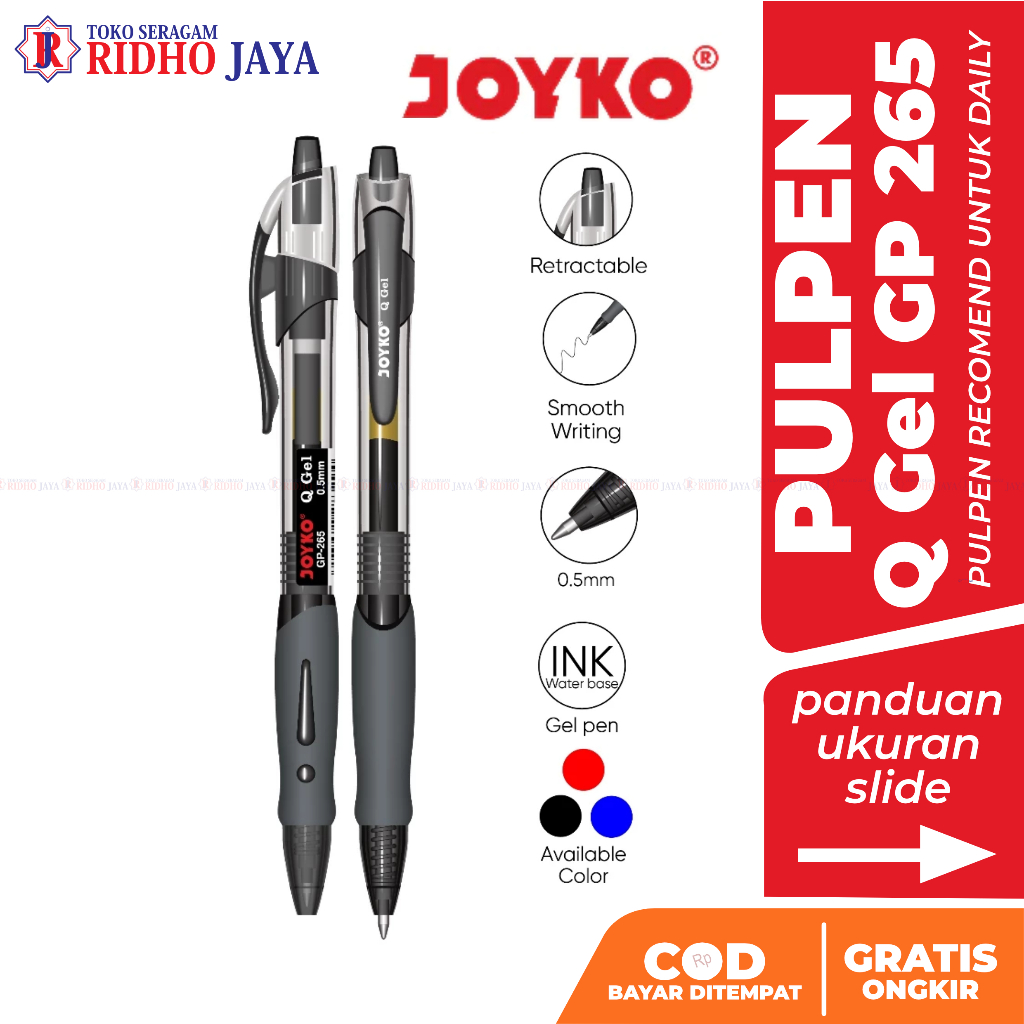 

RIDHO JAYA Joyko Pulpen Q Gel GP 265 Pulpen Gel Pulpen Enak Pulpen Daily Pulpen Kantor