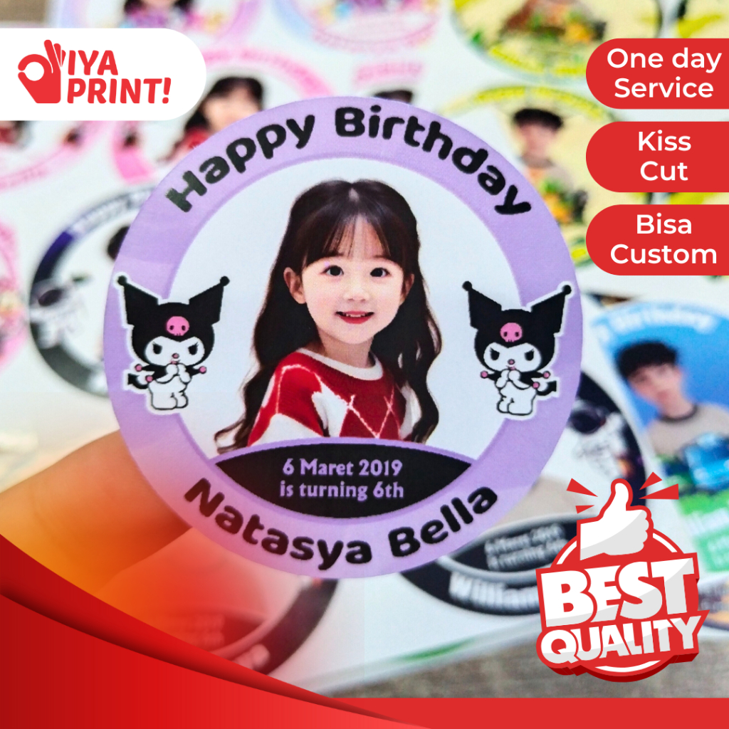 

3-4 Sticker Bulat Ulang Tahun Anak Stiker Ultah Free Design Template Birthday Chromo Murah