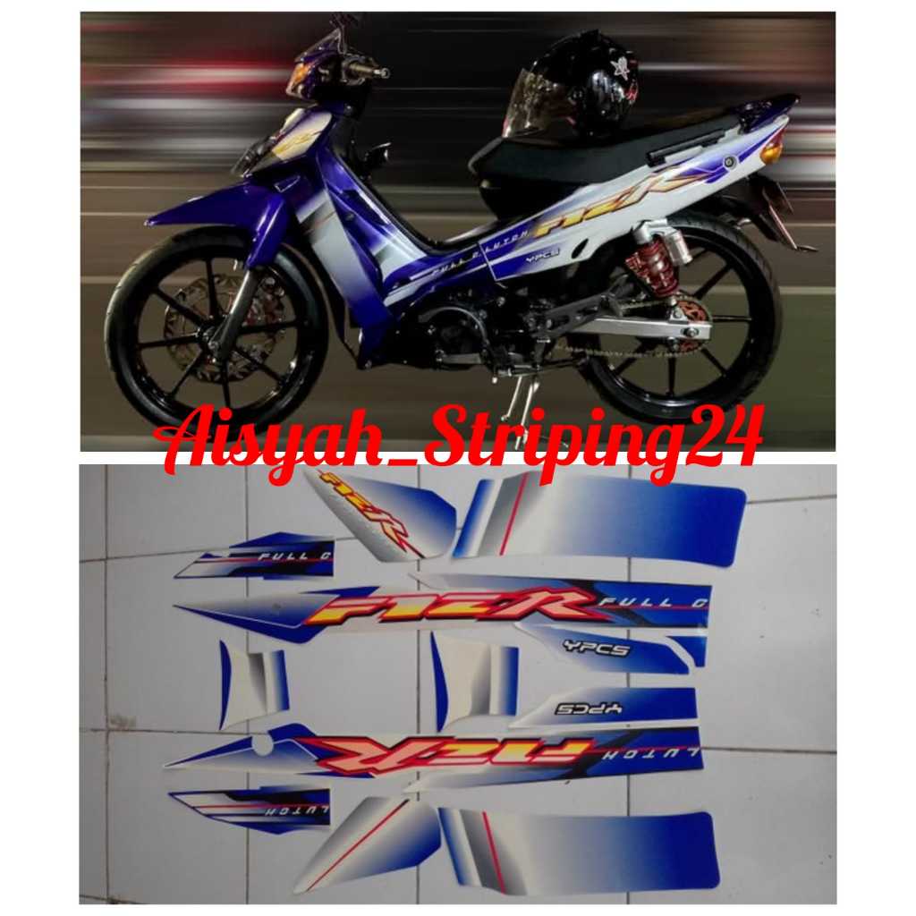 STIKER STRIPING & LIS BODY F1ZR FIZR TAHUN 2003 PUTIH BIRU
