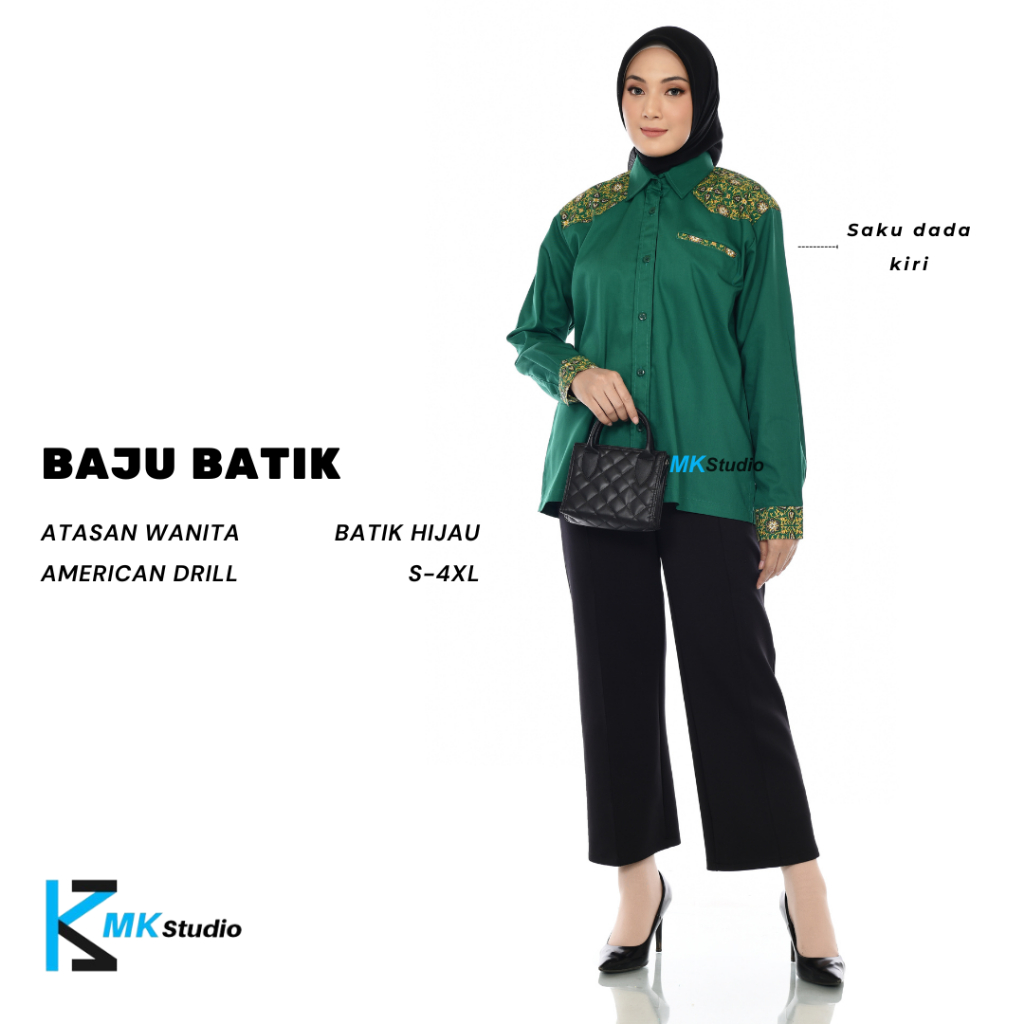 Seragam Batik Wanita/Baju Kemeja Kombinasi Batik/Kemeja Batik Pria dan Wanita/Seragam Kantor Batik