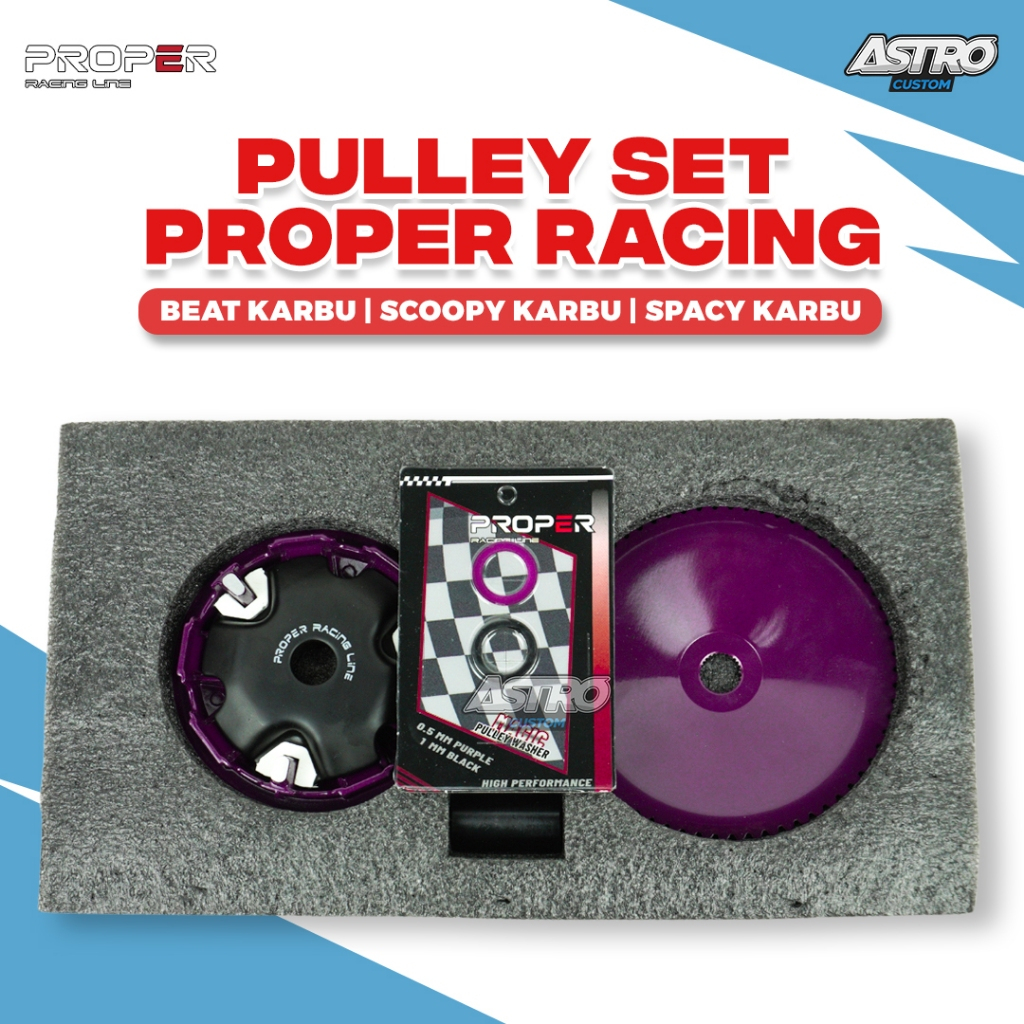 Pulley Set Proper Racing Beat Karbu Scoopy Spacy Karbu KVY Pully Rumah Roller Custom Upgrade CVT