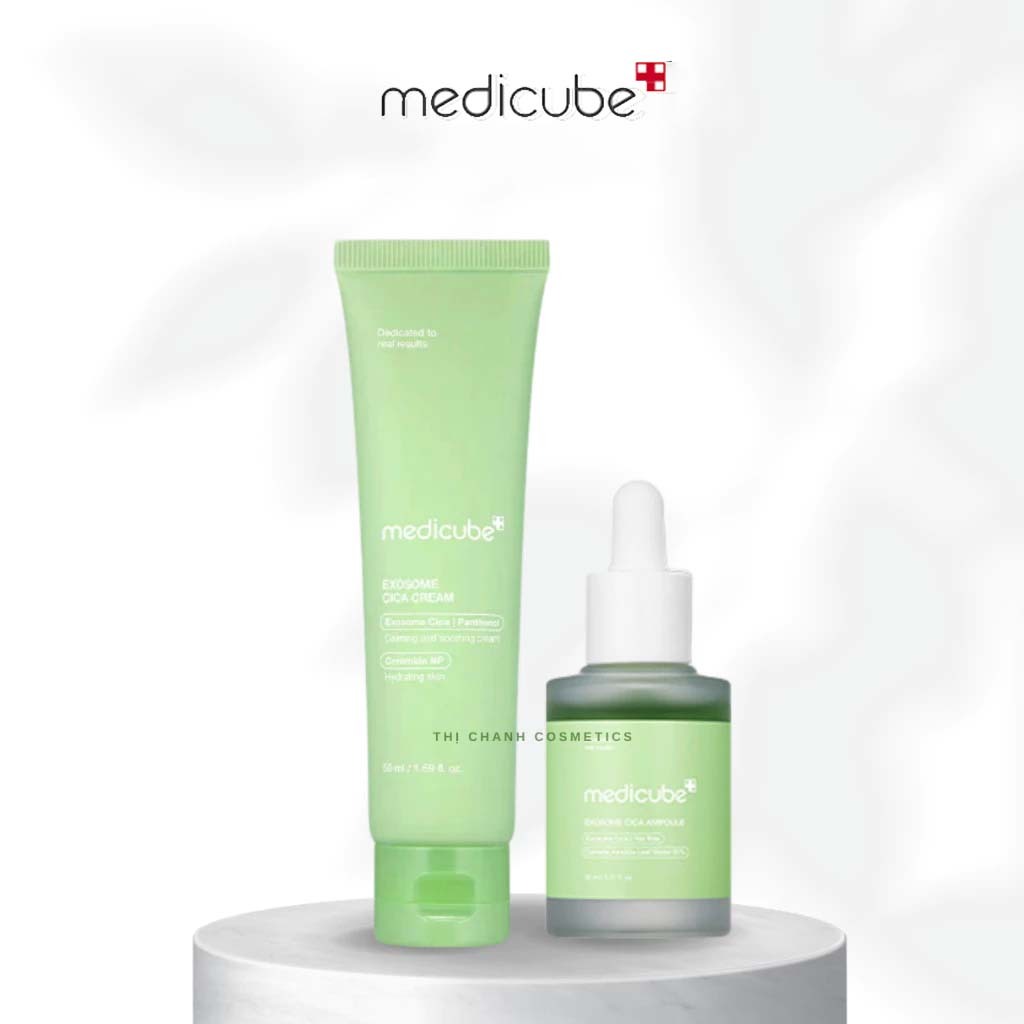 Medicube Exosome Cica Krim dan Ampoule Perbaikan Kulit dengan Eksosom dan Centella Asiatica 50ml/30m