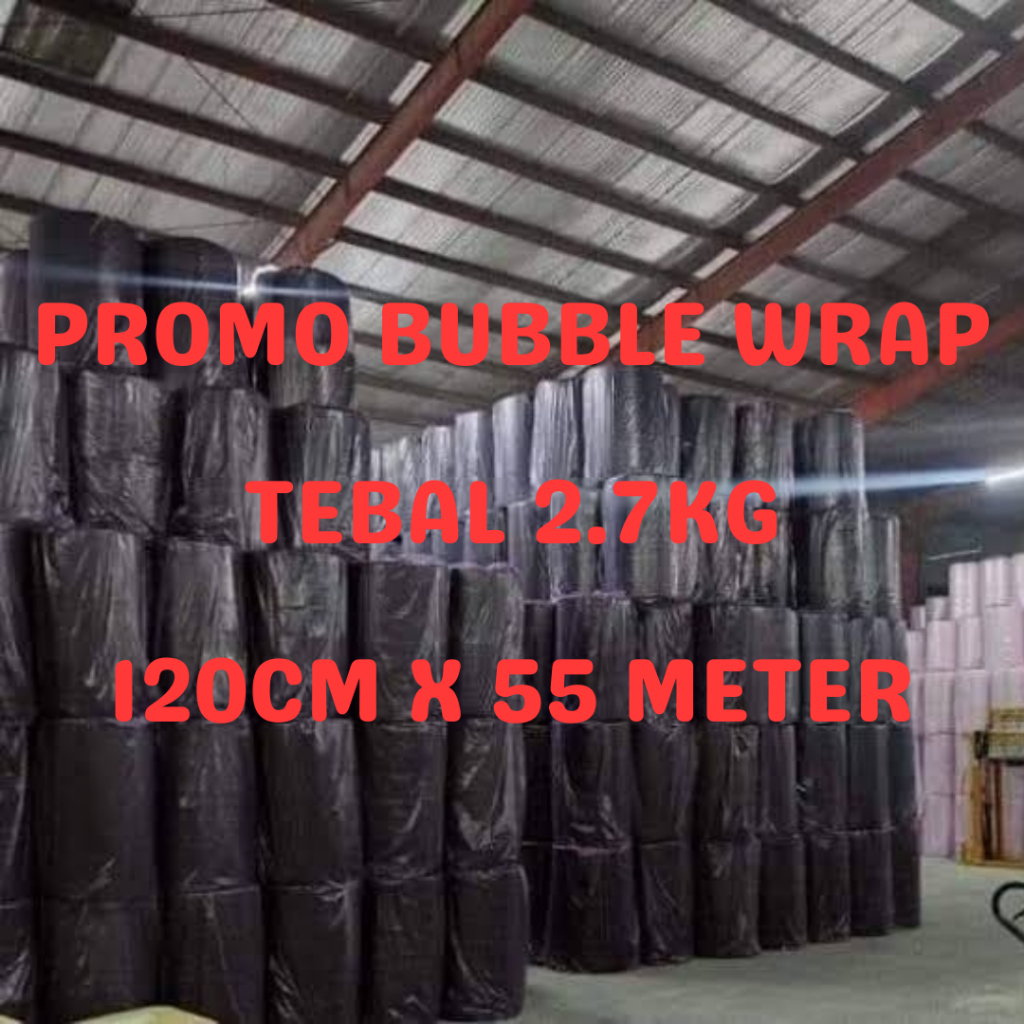 

PLASTIK BUBBLE WRAP ROLL 120CM X 55M TEBAL 2.7KG CONE PREMIUM QUALITY