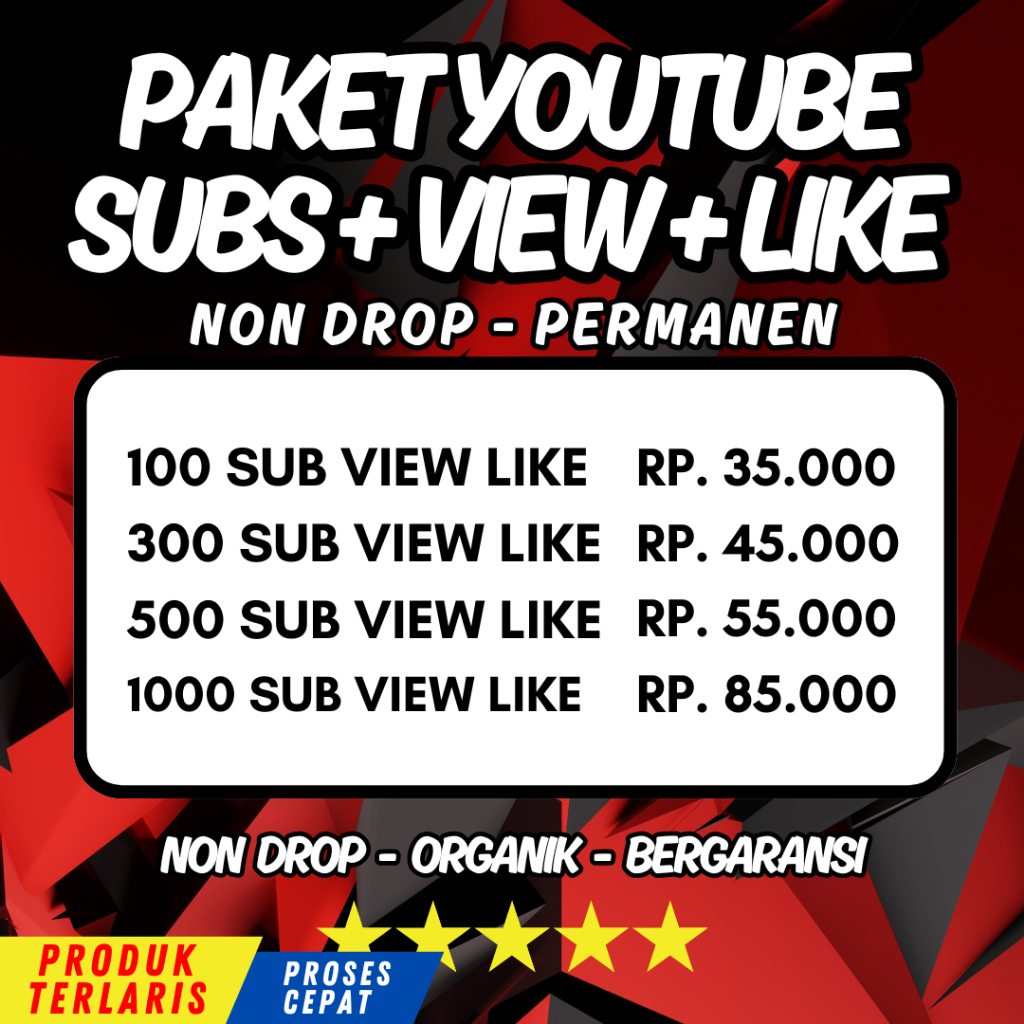 PAKET COMBO MURAH SUBS VIEW LIKE SUBSCRIBE VIEWER SUBSCRIBER VIEWERS SUKA YT YTB SUB PENONTON YOUTUB