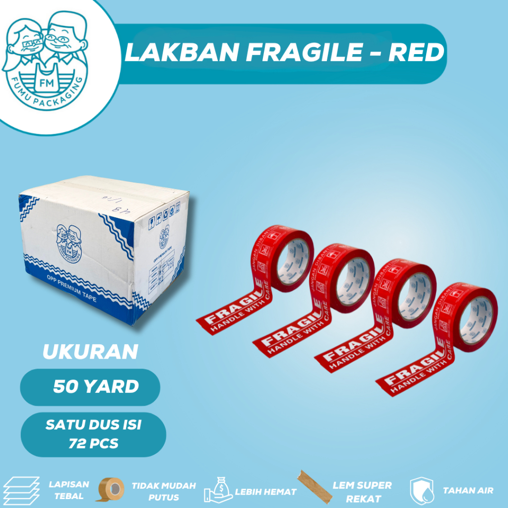 

Lakban 50 Yard fragile Merah Lakban Kuat Lakban
