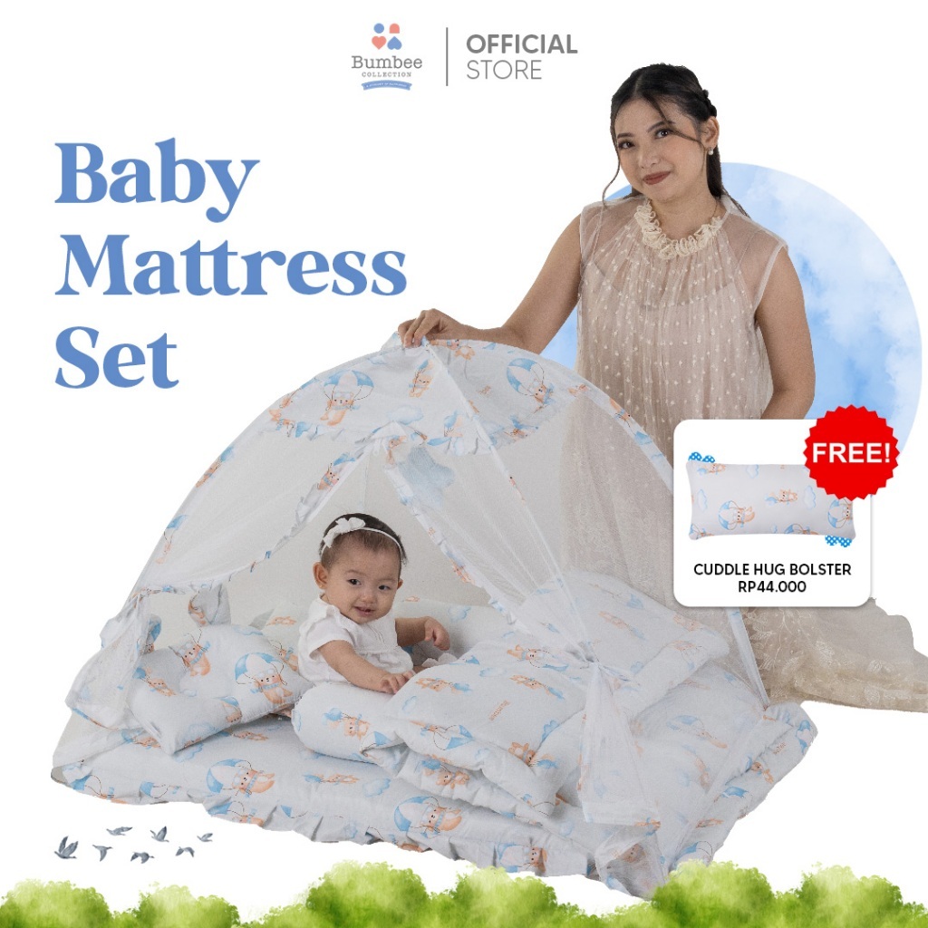 Bumbee Collection - Kasur Kotak Bayi + Kelambu Baby Mattress Box FREE Cuddle Hug Baby