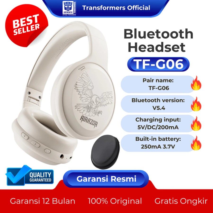 HEADPHONE TRANSFORMERS TF-G06 BLUETOOTH HEADSET WIRELESS - HEADSET TRANSFORMERS TWS - HEADPHONE MURA