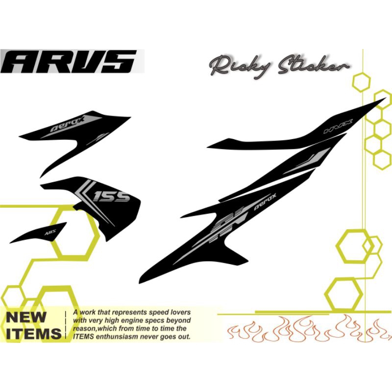 VRV5 STICKER AEROX OLD MODEL LIS SIMPLE STRIPING CUTTING AEROX OLD 2018-2019