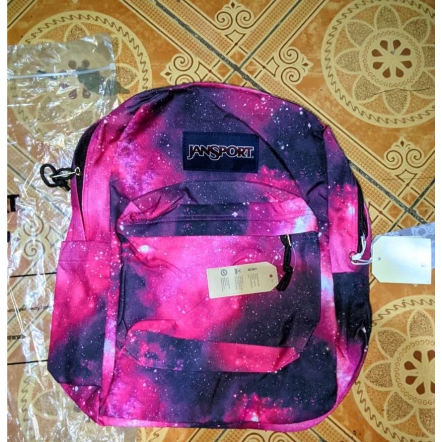 TAS RANSEL JS JANSPORT SPORT BAGS PINK GALAXY ORIGINAL PINK BACKPACK / BARCODE BISA DI SCAN
