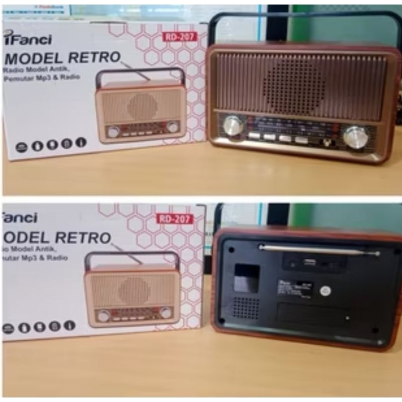 Radio RD 207 IFanci Model Retro klasik jadul vintage model am fm analog speaker kayu portable bloeto