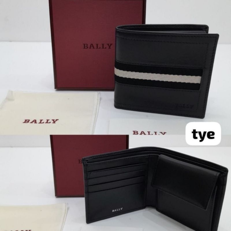 BNIB BALLY Bifold man wallet byie black stripe & tye black