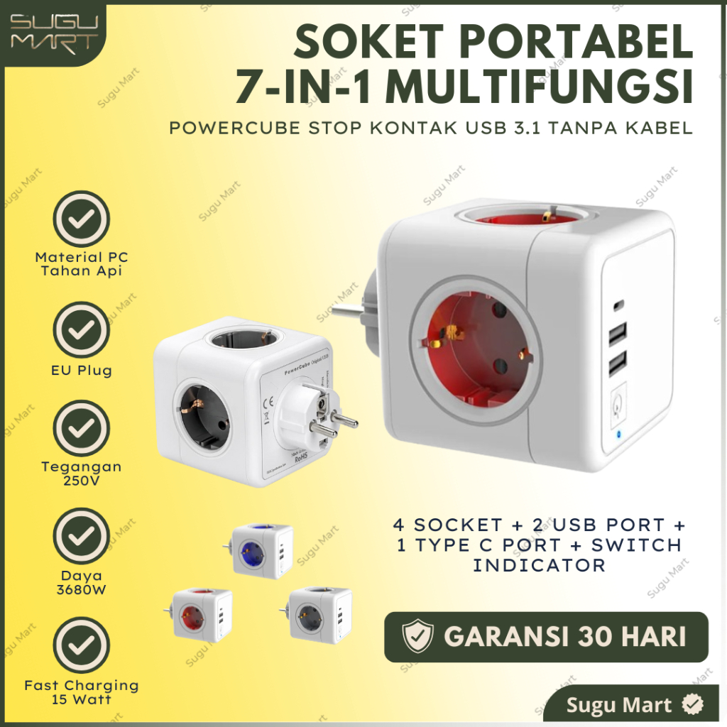 POWERCUBE SOCKET USB 3.1 | STOP KONTAK LISTRIK TANPA KABEL | POWER CUBE | STOP KONTAK COLOKAN LISTRI