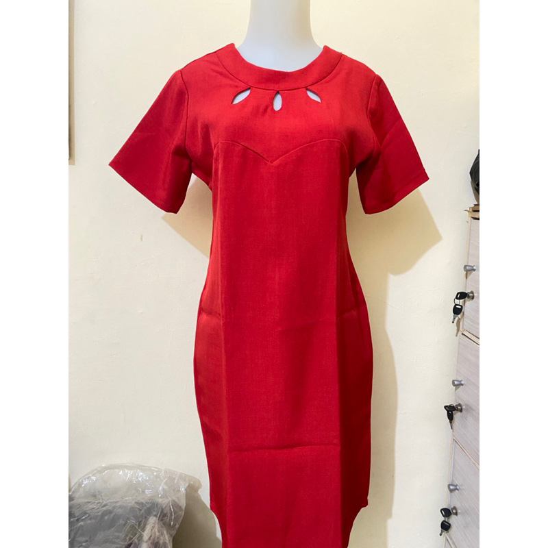 Dress merah wanita lengan pendek preloved