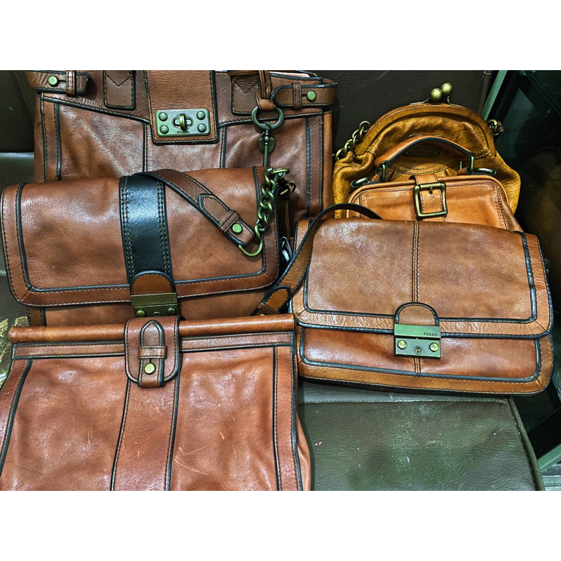 fossil chain preloved second jadul vintage messanger