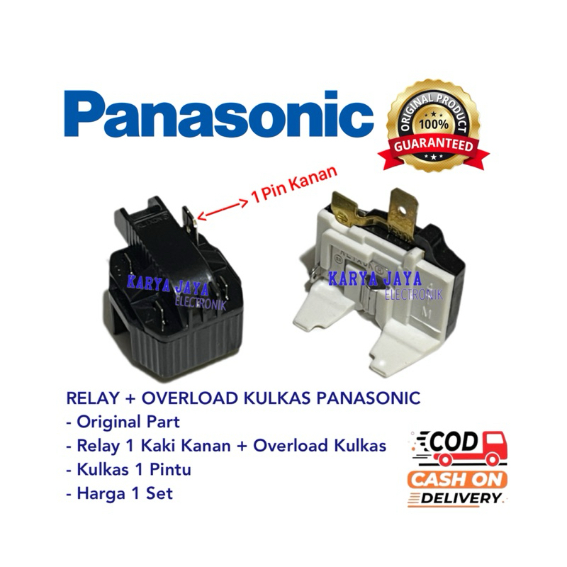 1 Set Relay Dan Overload Kulkas Panasonic 1 Pintu Original / Rilay Kulkas Panasonic 1 Pintu Original