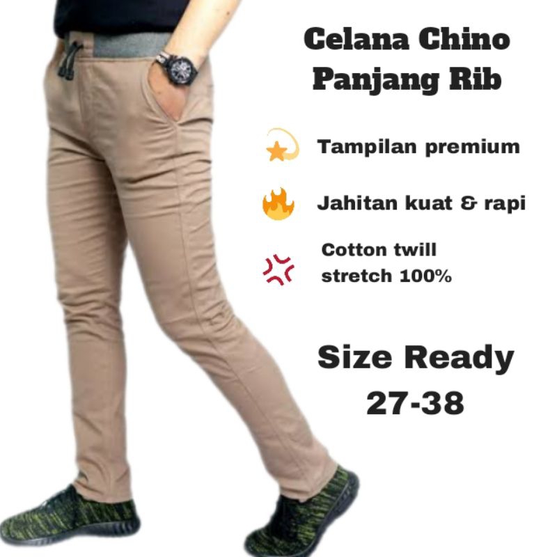 Celana Panjang Chinos Rib Pinggang Karet / Celana Panjang Pria Chinos / Celana Chinos Panjang pria