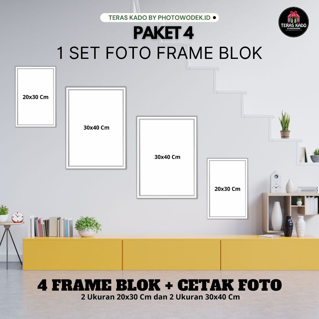 1 SET PAKET CETAK 4 FOTO BINGKAI FRAME BLOK FIBER CUSTOM (PREMIUM)