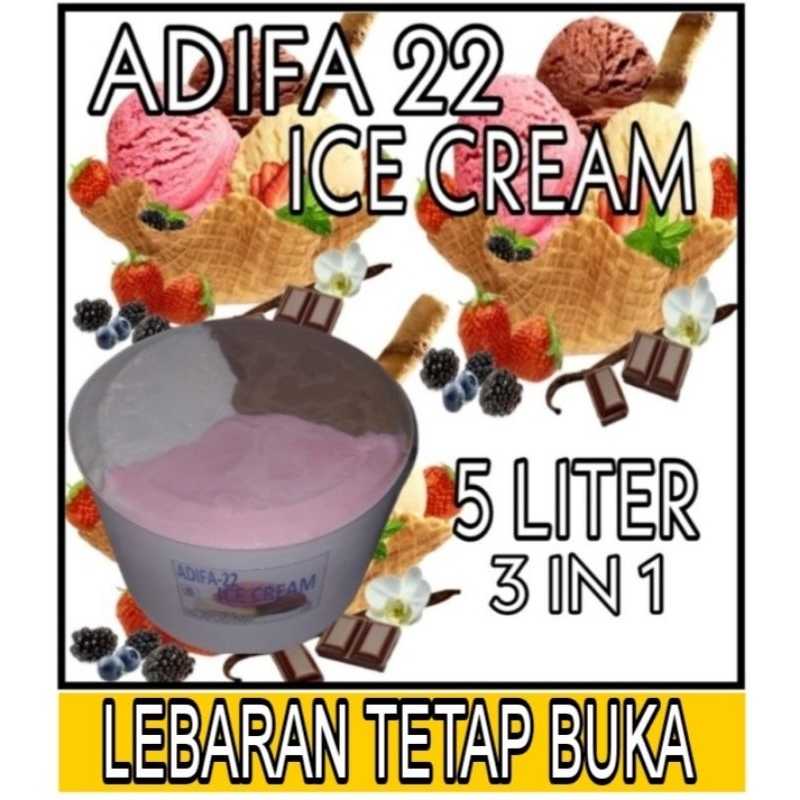 

Ice Cream Adifa 5 Liter 3 In 1 / Es Krim 5 Liter neapolitan 3 rasa