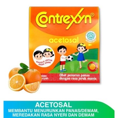 CONTREXYN TABLET - OBAT PENURUN DEMAM PANAS ANAK RASA JERUK ACETOSAL DEMAM ANAK TABLET KUNYAH RASA J