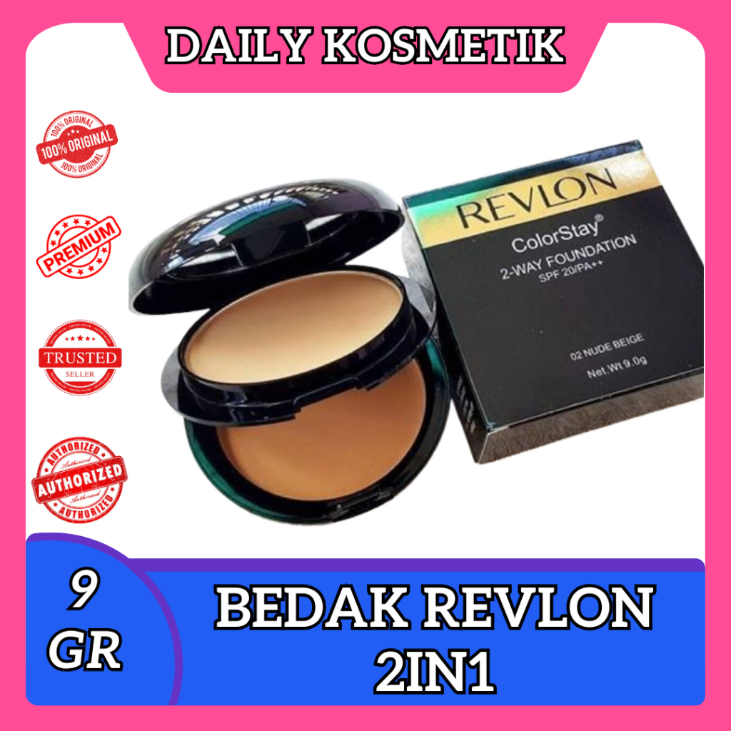 Bedak Revlon Colorstay 2In1 SPF 20 PA++ Kering Basah Bedak + Foundation Natural Menutupi Pori pori W