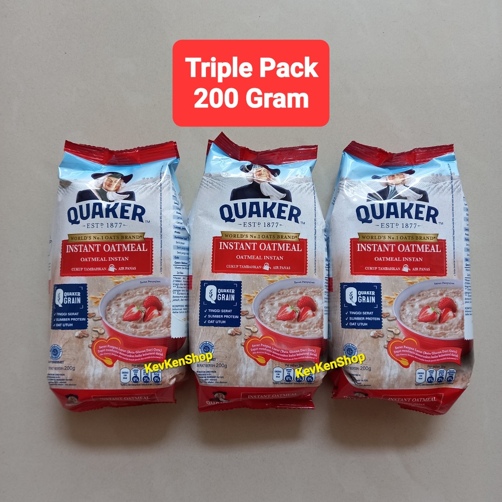 

Quaker Oat Instant Oatmeal Sereal 200gram Merah 200 gram TRIPLE PACK ( 3 BUNGKUS )