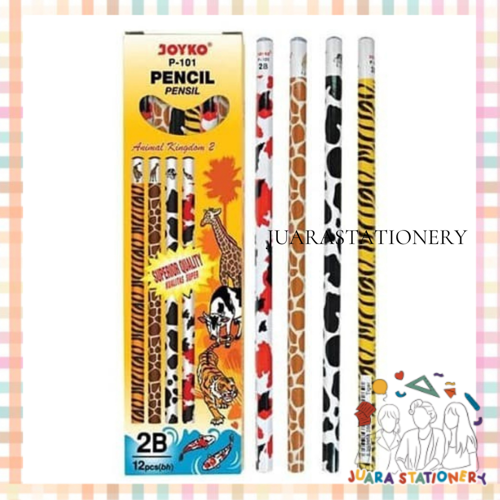 

(87) JUARASTATIONERY Pensil Joyko P-101 2B Animal Kingdom [LUSIN] / Pensil 2B Pensil Ujian