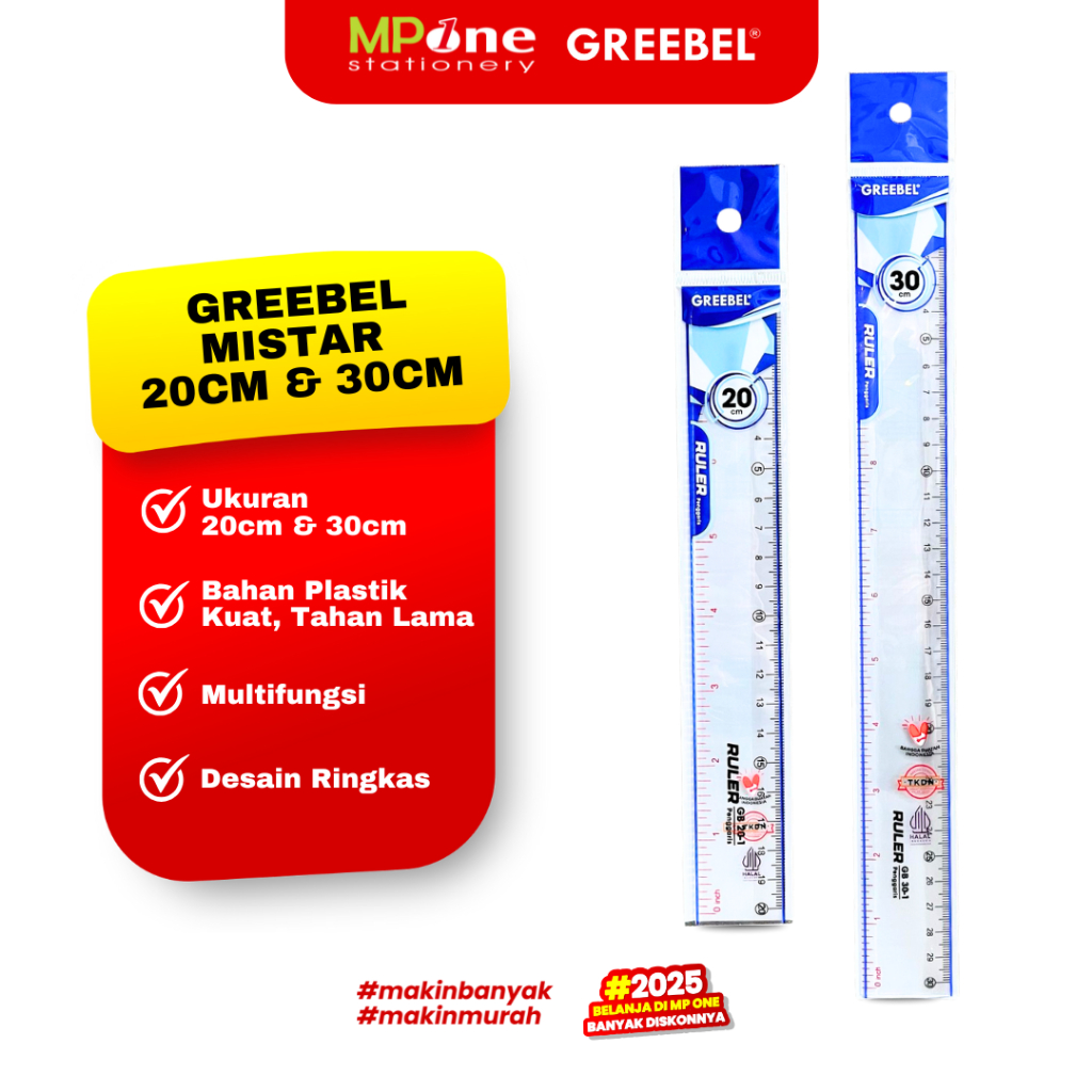 

(1 PCS) Greebel Penggaris Plastik 20cm & 30cm / Mistar Plastik Tebal Kuat GB 30-1 / GB 20-1 GREEBEL