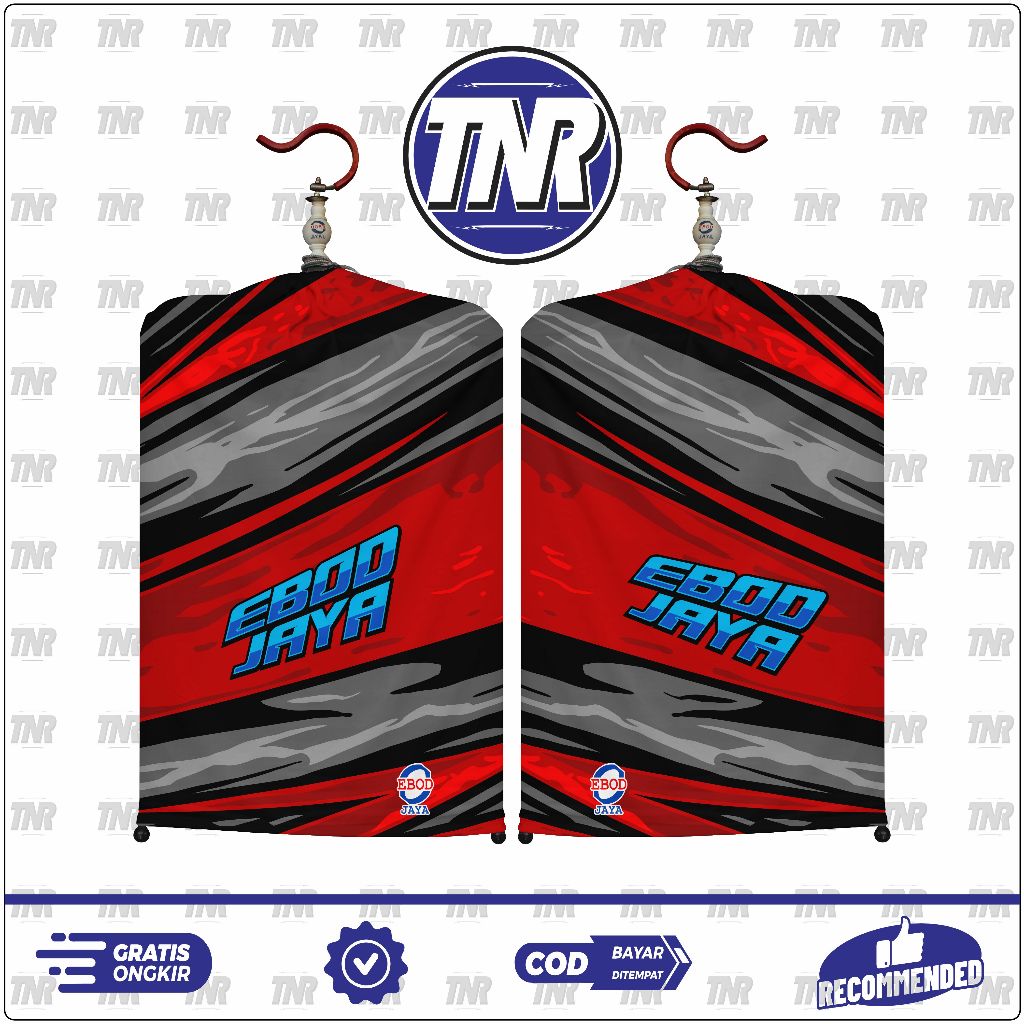 KERODONG SANGKAR KOTAK FULL PRINTING - EBOD MERAH BIRU