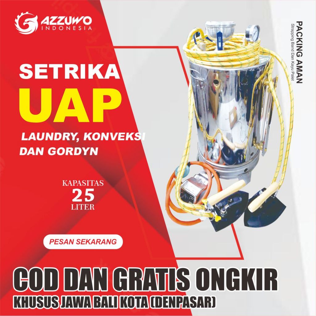 PROMO SETRIKA UAP BOILER  LAUNDRY GAS 25 LITER 2 KEPALA