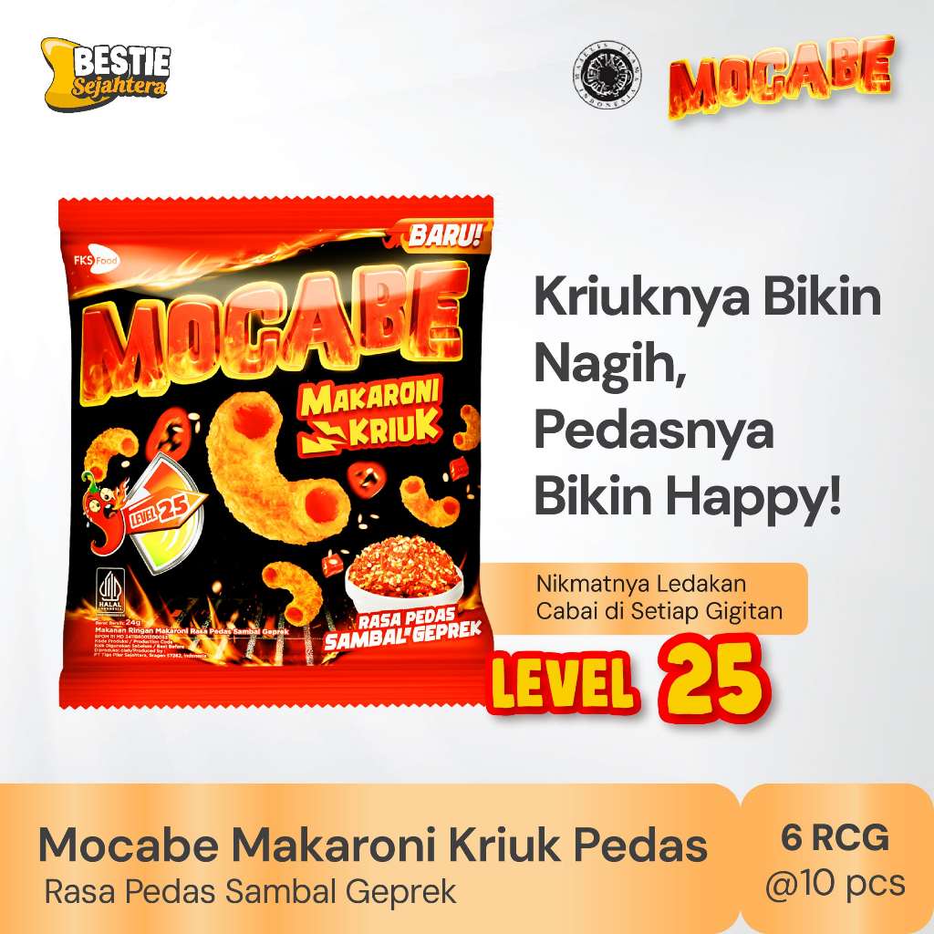

Mocabe - Sambal Geprek-Small Pack-1 Karton (6 renceng)-60 Pcs-24gr