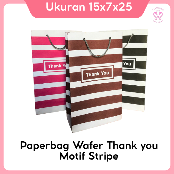 

Paperbag Wafer Motif Thank You Zebra Hitam Putih Garis Blester Ukuran P15 x L7 x T25 Tas Hajatan Tas Souvenir Tas Kado Gift bag