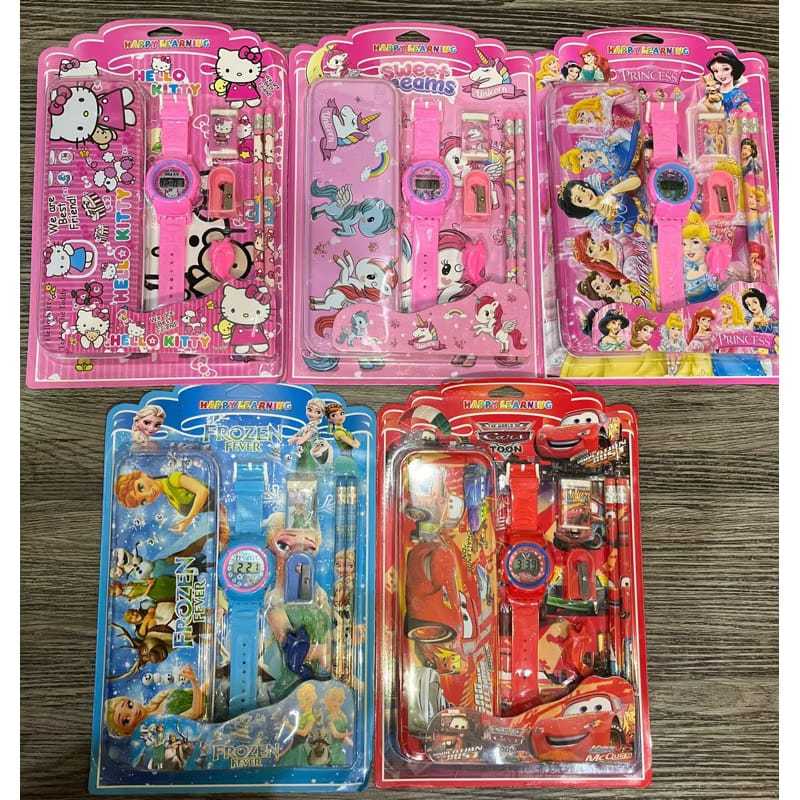 

Alat Tulis Set Karakter Kotak Pensil/Jam Tangan Anak/Pensil/Penghapus/Serutan REAL PICTURE