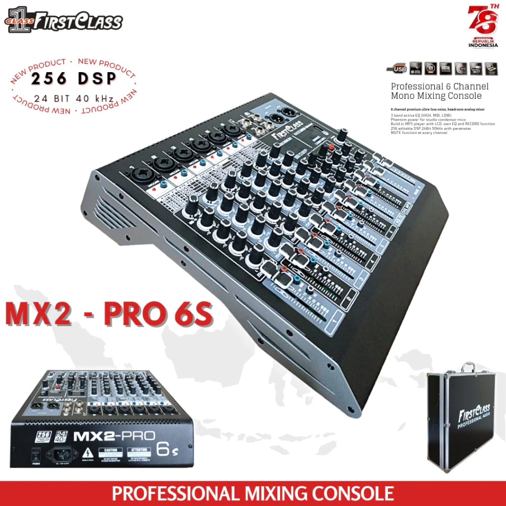 Mixer Firstclass 6 Channel Mono Mixing Console MX2 PRO6S Mixer 6 ch MX2-PRO6S