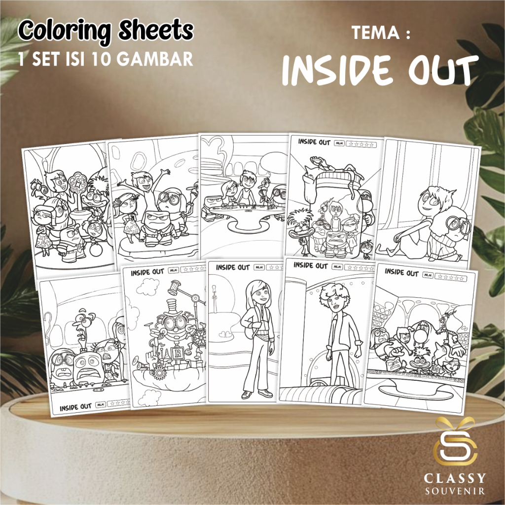 

LEMBAR GAMBAR MEWARNAI ANIMASI ANAK - KERTAS MEWARNAI ANAK 1 SET ISI 10 LEMBAR GAMBAR - COLORING SHEETS FOR KIDS-INSIDE OUT