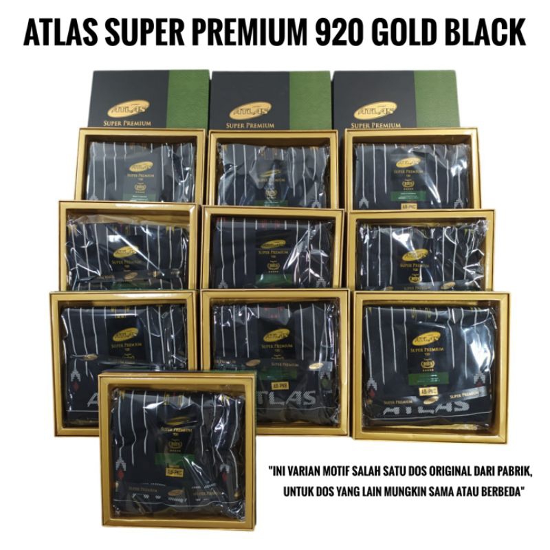 Sarung Atlas Super Premium Gold 920 Hitam Black Series Ecer Grosir