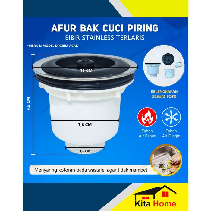 Afur saringan cuci piring tutup stainless/saringan wastafel cuci piring 1set komplit