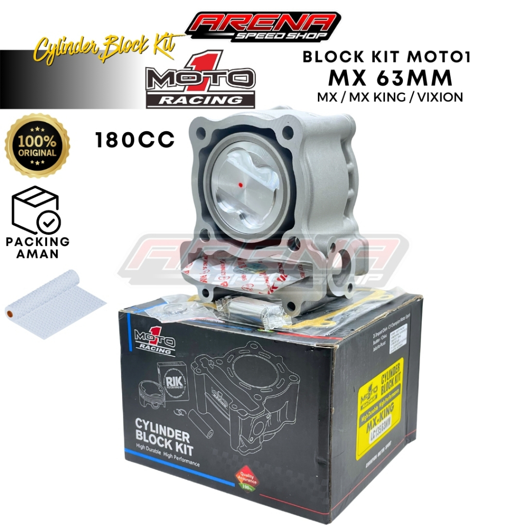 Moto1 Cylinder Block Kit 63mm MX 180 - Blok Bore Up 180cc Jupiter MX King 63 Pen 14 Original Moto1