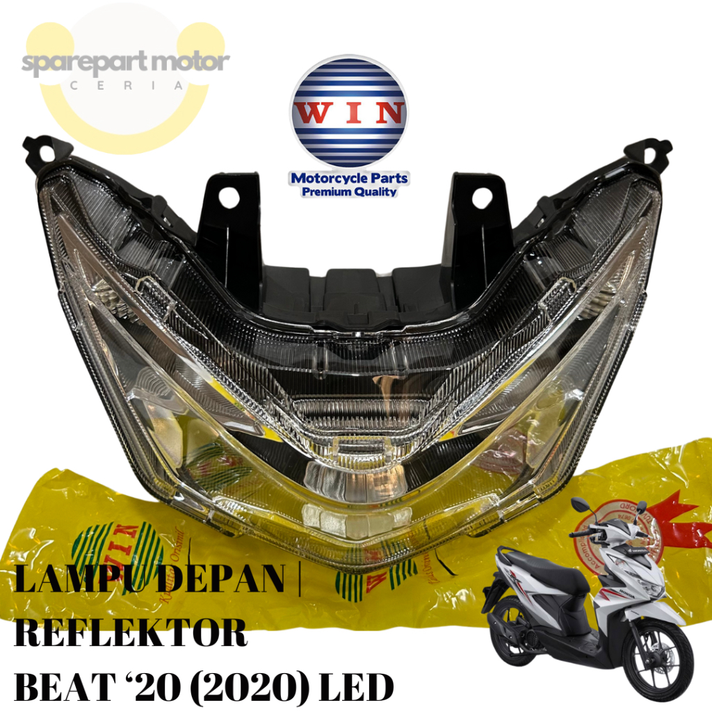 SPAREPART MOTOR | REFLEKTOR LAMPU DEPAN BEAT 2020 LED MERK WIN ORIGINAL