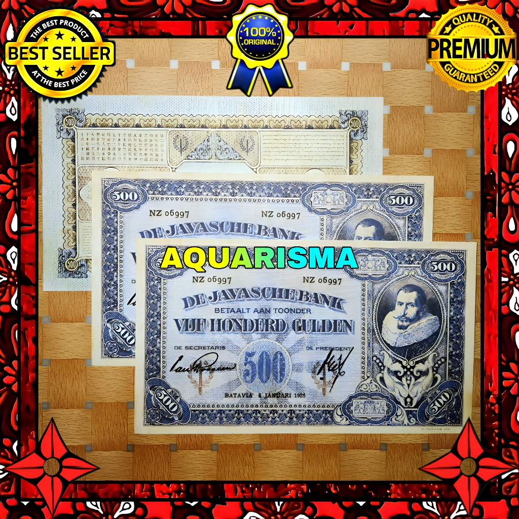 KOLEKSI NUMISMATIK - SOUVENIR REPRO UANG KUNO 500 GULDEN HINDIA BELANDA JP COEN 1926