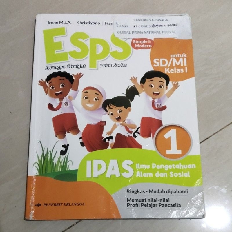 BUKU ORI BUKU ESPS IPAS KELAS 1 SD PENERBIT ERLANGGA KURIKULUM MERDEKA
